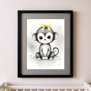 Poster Berçário Toque de Cor Animais da Selva Macaco