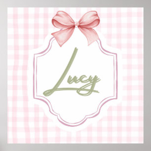 Poster Berço Personalizado para Menina Lucy com Laço e Xa