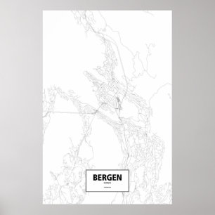 Póster Bergen, Noruega (preto no branco)