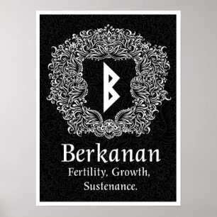 Póster Berkanan Rune/Fertilidade/Versão Negra