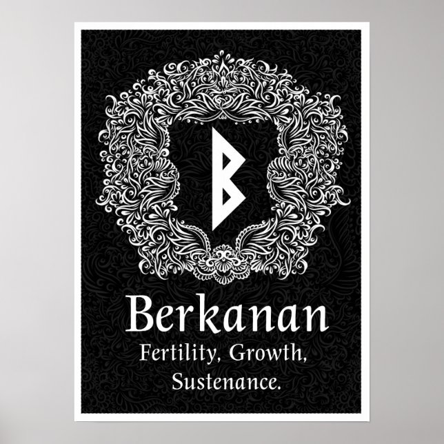 Póster Berkanan Rune/Fertilidade/Versão Negra (Frente)