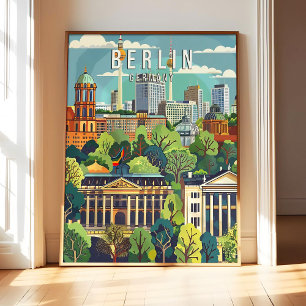Poster Berlim Alemanha Cartaz Arte Impressão, Cidade Retr
