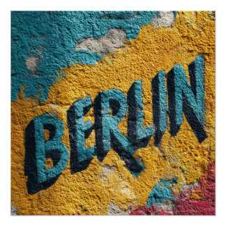 Póster Berlim Alemanha Grafite de Rua Vibrante Vintage