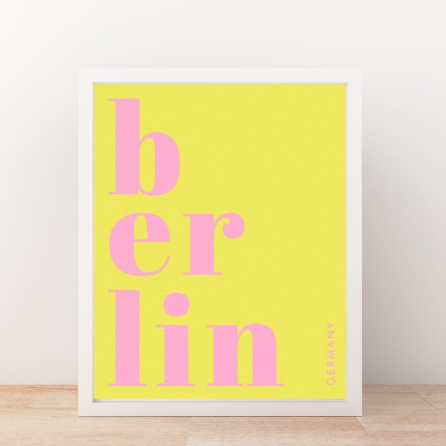 Poster Berlim Alemanha tipografia moderna amarelo rosa (Criador carregado)