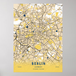 Poster Berlim - Mapa da Cidade Amarela Gerária