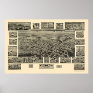 Póster Berlim, mapa panorâmico do PA - 1905