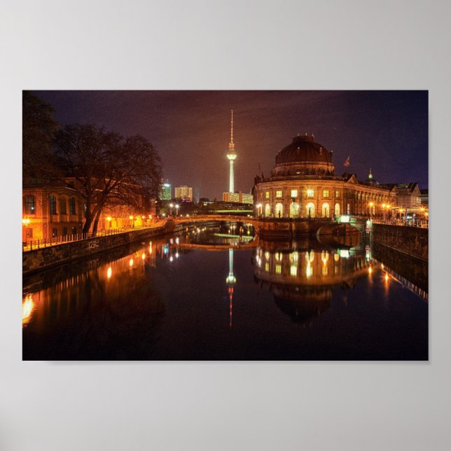 Poster Berlin Alemanha Skyline Nacht Fernsehturm (Frente)