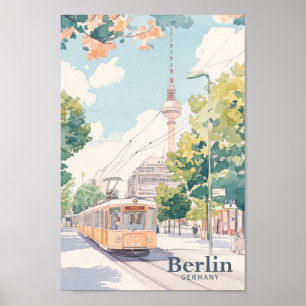 Poster Berlin Germany Gouache Paint Ilustração Viagem P