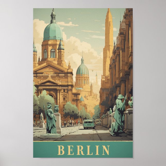 Poster Berlin Germany Vintage Familiar Viagem (Frente)