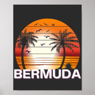 Poster Bermuda Vintage Palm Trees Summer Beach