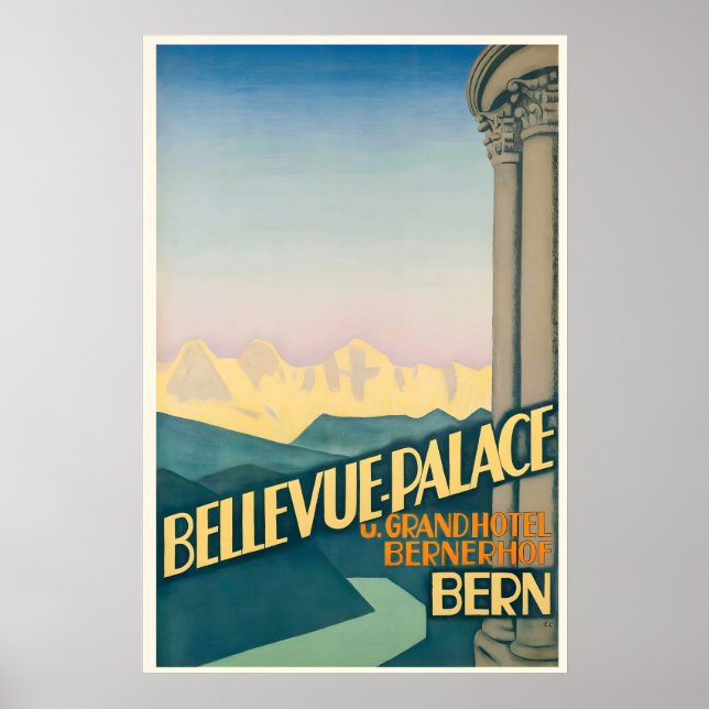 Poster Bern Grandhotel Bernerhof Bellevue-Palace (Frente)