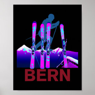 Poster Bern Skiing e Snowboard Retro 90s Bern Ski