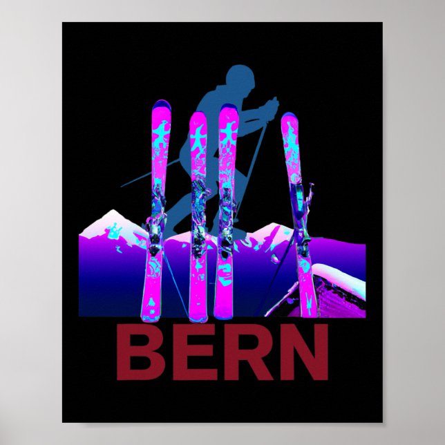 Poster Bern Skiing e Snowboard Retro 90s Bern Ski (Frente)