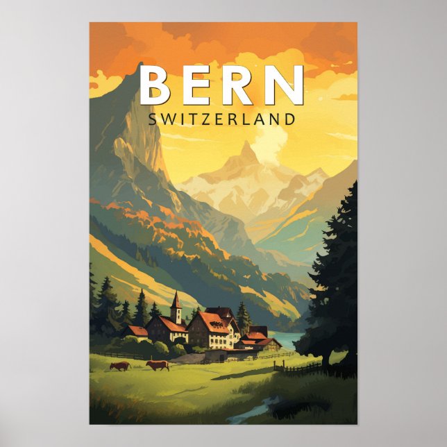 Poster Berna Suíça Viagem Arte Vintage (Frente)