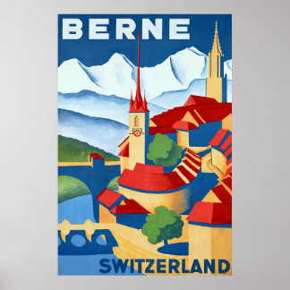 Póster Berne ~ Suiça ~Poster de viagens suíço Vintage