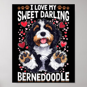 Poster Bernedoodle Dog Breed Eu Amo Meu Querido Bela Bern