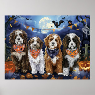 Poster Bernedoodle Halloween Spooky