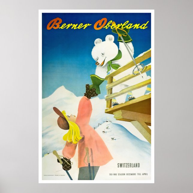 Póster Berner Oberland,Suiça,Poster de esqui (Frente)