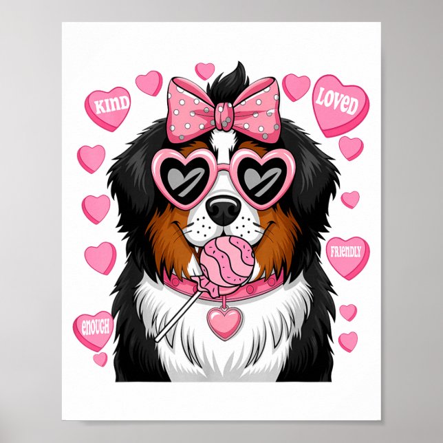 Poster Bernese Mountain Coquette Dog Pet Lover Owner  (Frente)