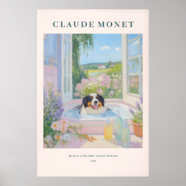 Poster Bernese Mountain Dog Art Print Monet Style Floral
