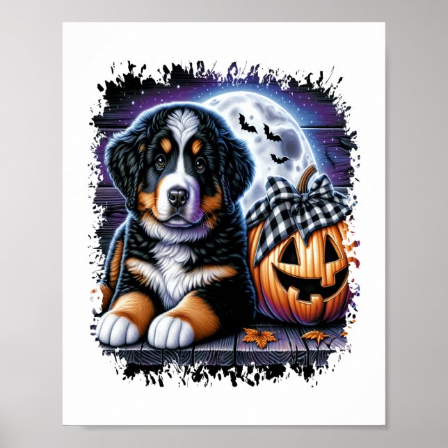 Poster Bernese Mountain Dog Halloween (Frente)