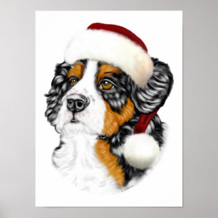 Póster Bernese Mountain Dog Papai noel Pup