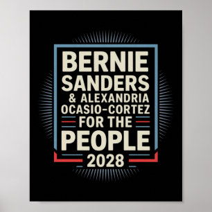 Poster Bernie Sanders E Aoc 2028 Para A Campanha Presiden