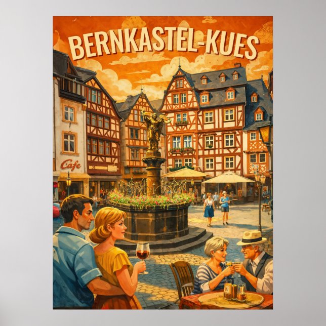 Poster Bernkastel-Kues Arte de Viagem Vintage (Frente)