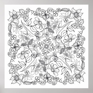 Poster Berries and Flowers Belo Colorido