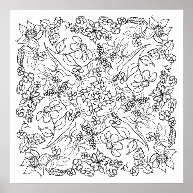 Poster Berries and Flowers Belo Colorido (Frente)