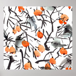 Poster Berries de Tinta de Água Deixa Ilustração