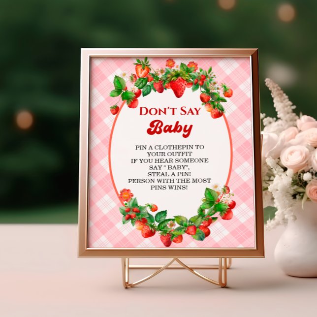 Poster Berry Cute Pink Gingham Não Diz Jogo De Bebê (Criador carregado)