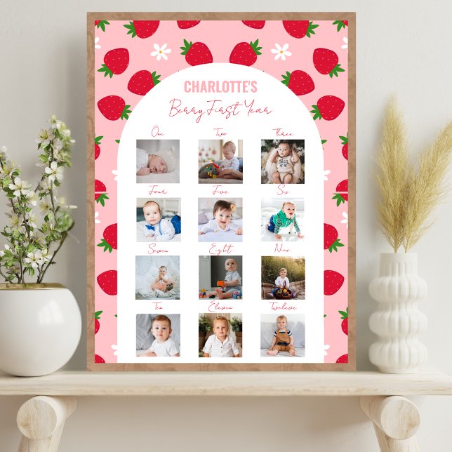 Poster Berry First Birthday Foto Milestone Sweet One (Criador carregado)