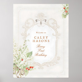 Poster Berry First Birthday Rococo Welcome Sign