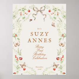 Poster Berry First Birthday Welcome Sign