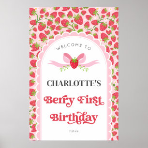 Poster Berry First Strawberry primeiro aniversario 24x36