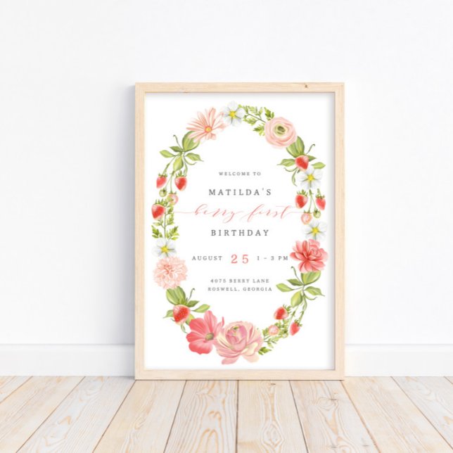 Poster Berry First Strawberry primeiro aniversario | Bem- (Criador carregado)