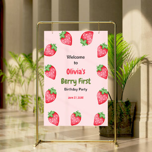 Poster Berry First Strawberry primeiro aniversario Welcom