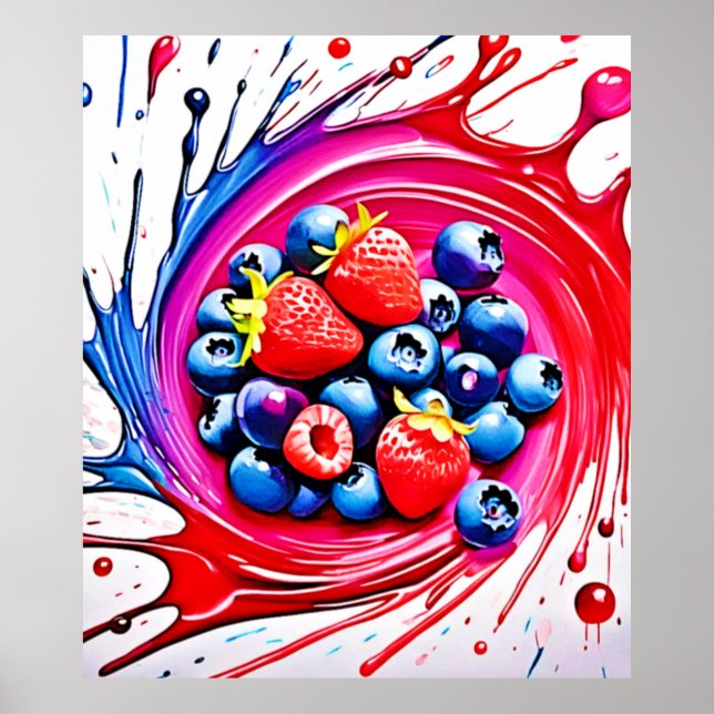 Poster Berry Splash: Intermitência de Cores (Frente)