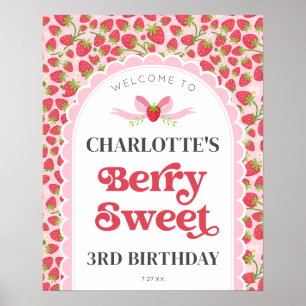 Poster Berry Sweet Birthday 16x20 Strawberry Bem-vindo