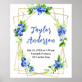 Poster Berry Sweet Blueberry Baby Birds Stats