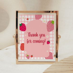 Poster Berry Sweet Gingham Strawberry Obrigado por vir