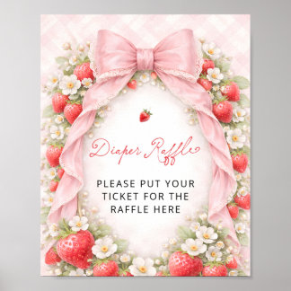 Poster Berry Sweet Strawberry Baby Shower Diaper Raffle
