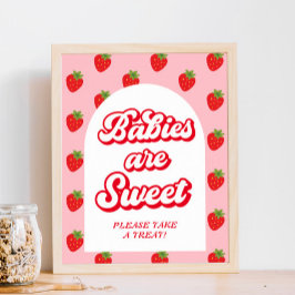 Poster Berry Sweet Strawberry Chá de fraldas Favor