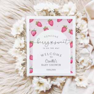 Poster Berry Sweet Strawberry Chá de fraldas Welcome