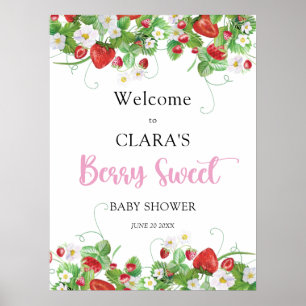 Poster Berry Sweet Strawberry Chá de fraldas Welcome