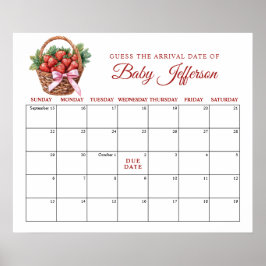 Poster Berry Sweet Strawberry Guess Due Date Calendar