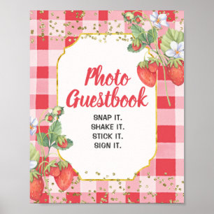 Poster Berry Sweet Watercolor Strawberry Foto Guestbook