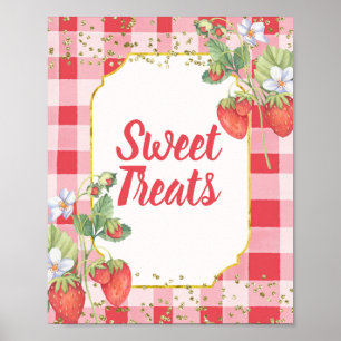 Poster Berry Sweet Watercolor Strawberry Sweet Treats