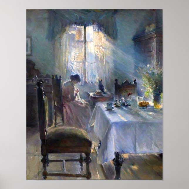 Poster Bertha Wegmann - Mulher Costurando No Interior (Frente)